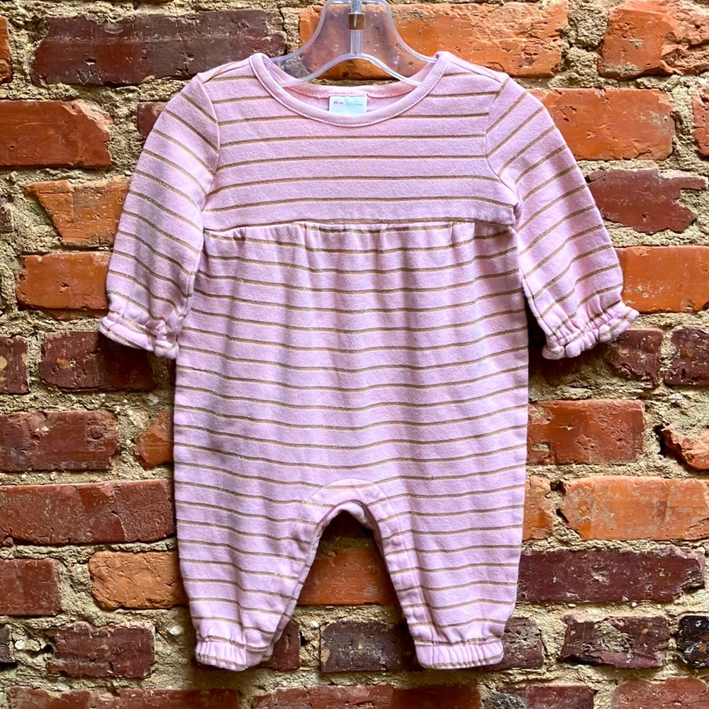 Hanna Andersson Pink and Gold Coverall, 3-6 months